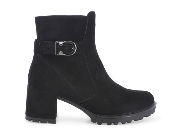 Melluso Stivaletto Invernale con Zip e Fibbia Tomaia Camoscio Nero L5331D-229256